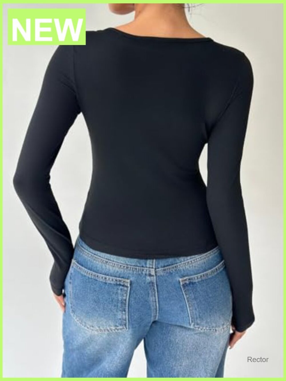 Long Sleeve Knot Front V Neck Split Hem Tunic Crop Top - Picture 2 of 4